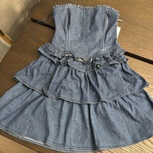 LoveShackFancy | Dresses | Gap X Love Shack Fancy Mini Ruffle Corset Denim  Dress | Poshmark